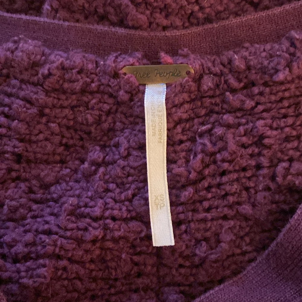 Free People Eggplant Open Knit V-Neck Sweater - Picture 8 of 12